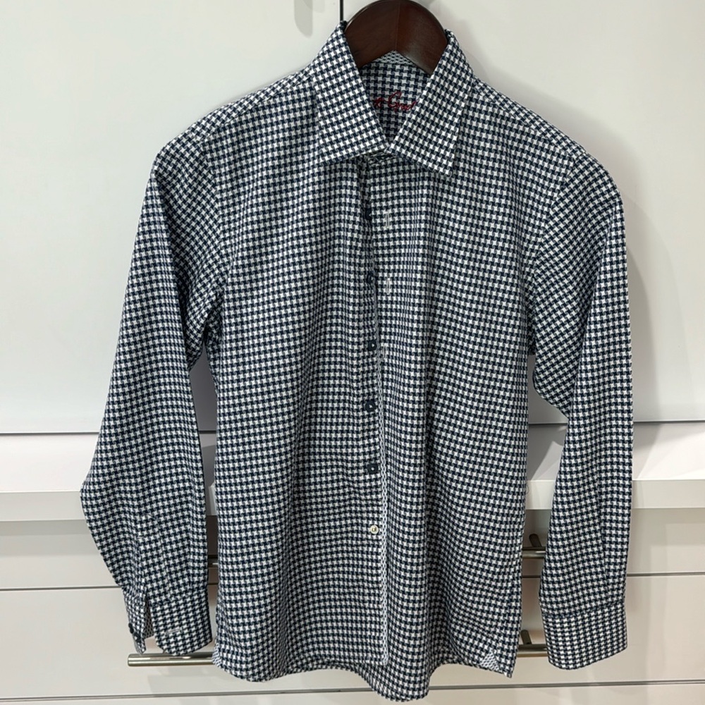 Navy and white Robert Graham boys size 10-12 M button-down shirt